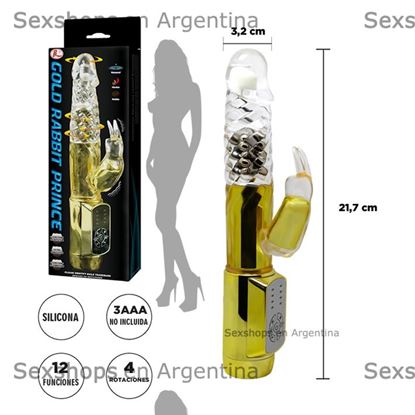 Vibrador rotativo dorado con control de rotacion y velocidades